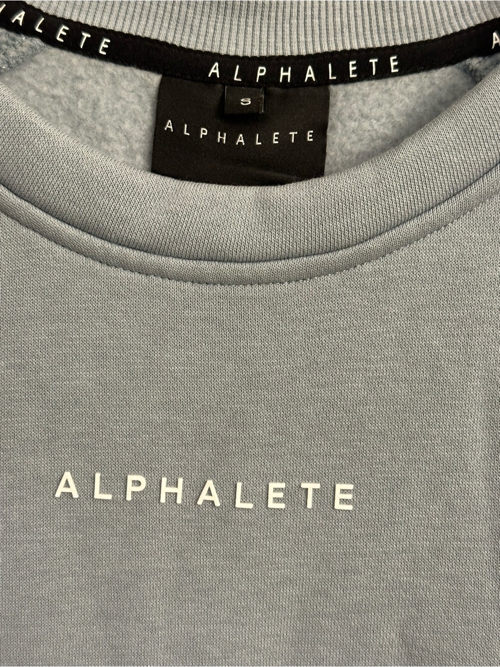 Alphalete Cropped Sweatshirt S Blue Gray Fleece Lined Athleisure Activewear - Picture 3 of 7
